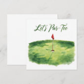 Invitation Golf Faisons un Par avec un drapeau de golf sur fo (Devant / Derrière)