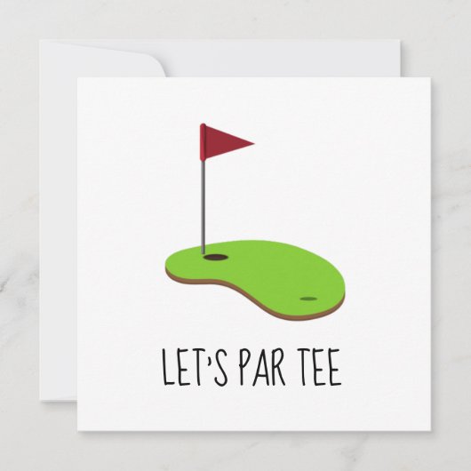 Invitation Golf Faisons un Par avec un drapeau de golf sur fo (Devant)