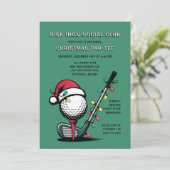 Invitation Golf Festif Noël Vacances Par-tee Vert (Debout devant)