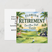 Invitation Golf Floride sur le thème de la retraite aux flama (Devant / Derrière)