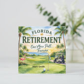 Invitation Golf Floride sur le thème de la retraite aux flama (Debout devant)