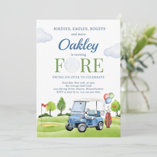 Invitation Golf Fore Anniversaire Golf Golf 4 Anniversaire (Debout devant)