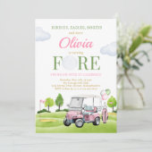 Invitation Golf Fore Birthday Girl Golf 4e fête d'anniversair (Debout devant)