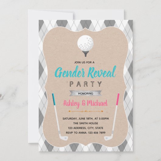 Invitation Golf genre révéler l'invitation thème (Devant)