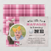 Invitation Golf Girl Future Golfer Cute Photo 1er anniversair (Devant / Derrière)