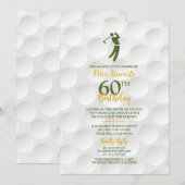 Invitation Golf Gold Vert Golf Golf Golf 60e anniversaire (Devant / Derrière)