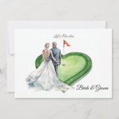 Invitation Golf golf flag on heart shape for wedding (Devant)
