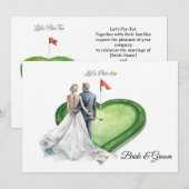 Invitation Golf golf flag on heart shape for wedding (Devant / Derrière)