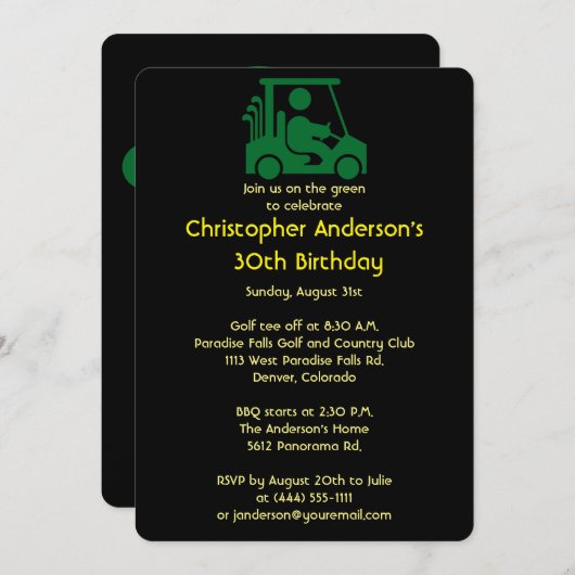 Invitation Golf Golf Golf 30e anniversaire (Devant / Derrière)