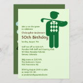Invitation Golf Golf Golf Golf Vert Brown 50e anniversaire (Devant / Derrière)