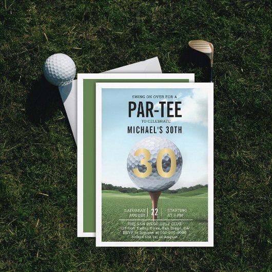 Invitation Golf Golf Golfing Hommes modernes 30e anniversaire