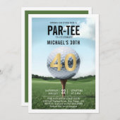 Invitation Golf Golf Golfing Hommes modernes 40e anniversaire (Devant / Derrière)