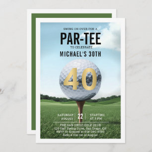 Invitation Golf Golf Golfing Hommes modernes 40e anniversaire