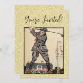 Invitation Golf Golfer Vintage Golf antique (Devant / Derrière)