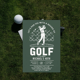 Invitation Golf Golfing Elégant 40e anniversaire moderne