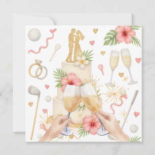 Invitation Golf Hawaiian thème Mariage pour golfeur