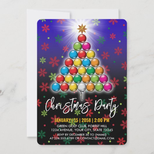 Invitation Golf Joyeux Noël-vacances Design (Devant)