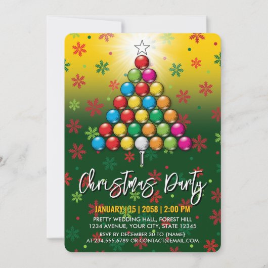 Invitation Golf Joyeux Noël-vacances Design (Devant)