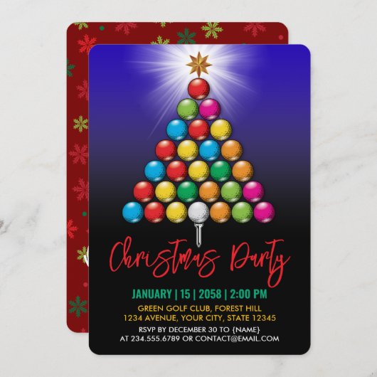 Invitation Golf Joyeux Noël-vacances Design (Devant / Derrière)