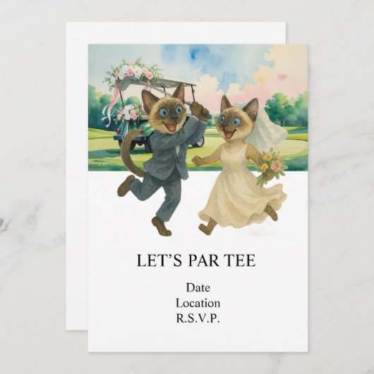 Invitation Golf Let’s Par tee for cat lovers WEDDING (Devant / Derrière)