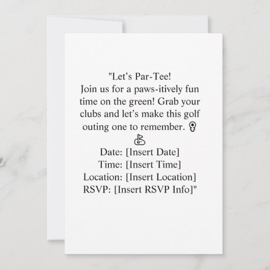 Invitation Golf Let’s Par tee pour MARIAGE amoureux des chats (Dos)
