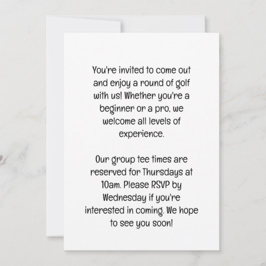 Invitation Golf Let’s Par tee pour Noël (Dos)