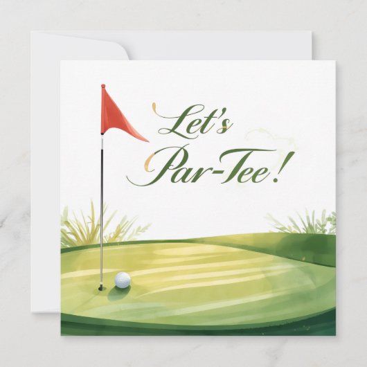 Invitation Golf Let's Par tee avec parcours de golf (Devant)