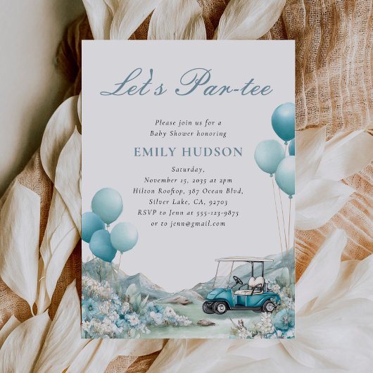 Invitation Golf Let's Par-tée Baby Shower Bleu