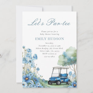 Invitation Golf Let's Par-tée Fête de Bébé Bleu