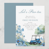 Invitation Golf Let's Par-tée Fête de Bébé Bleu (Devant / Derrière)