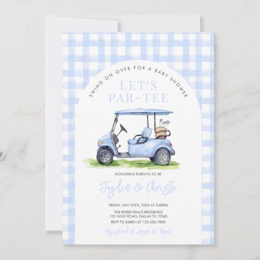 Invitation Golf Let's Par-Tee Tee Time Baby shower (Devant)