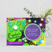 Invitation Golf luisant Anniversaire Fête Étoiles éclatantes  (Debout devant)