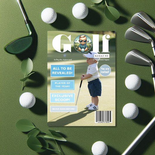 Invitation Golf Magazine Couverture Photo Boy Fête d'annivers