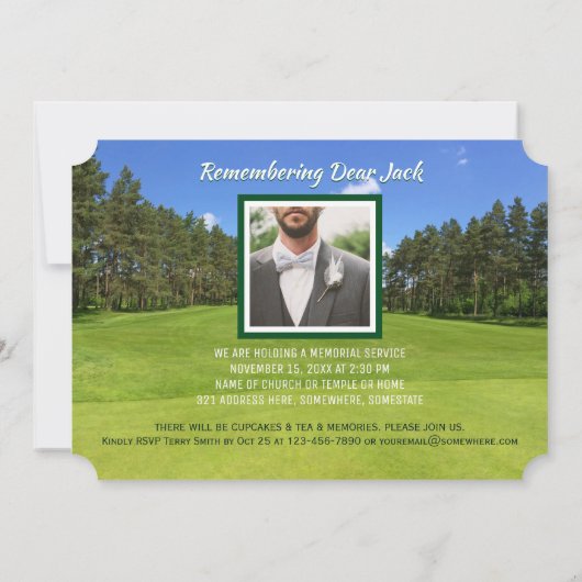 Invitation Golf Memorial Service Ajouter votre propre photo G (Dos)
