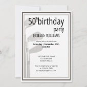 Invitation Golf Modern Black White Hommes 50e anniversaire (Devant)