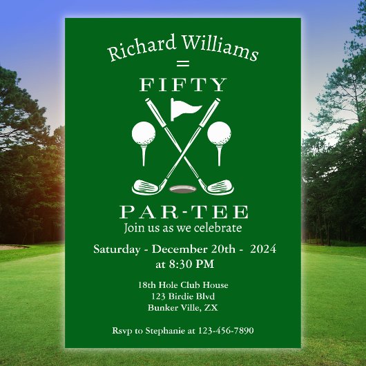 Invitation Golf Modern Emblem Clubs 50e anniversaire