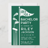 Invitation Golf moderne Golfeurs Bachelor Party Green (Devant)