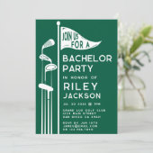 Invitation Golf moderne Golfeurs Bachelor Party Green (Debout devant)