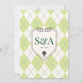 Invitation Golf Moderne Jacquard Élégant Mariage Monogram Cre (Dos)