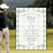 Golf nouveau au club vert gingham baby shower
