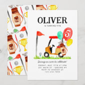 Invitation Golf Panier Bag Balloon Enfants Golfeur Anniversai (Devant / Derrière)