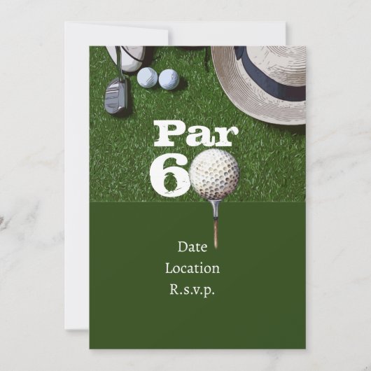 Invitation Golf Par 60e anniversaire de golfeurs de soixante (Devant)