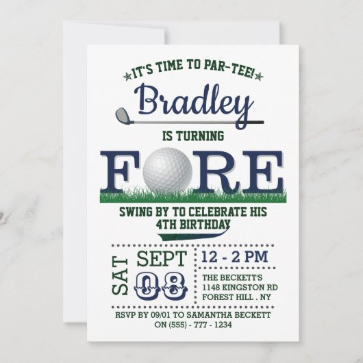 Invitation Golf PAR-TEE 4e anniversaire (Devant)