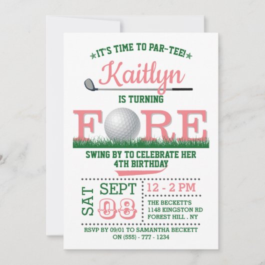Invitation Golf PAR-TEE 4e anniversaire (Devant)