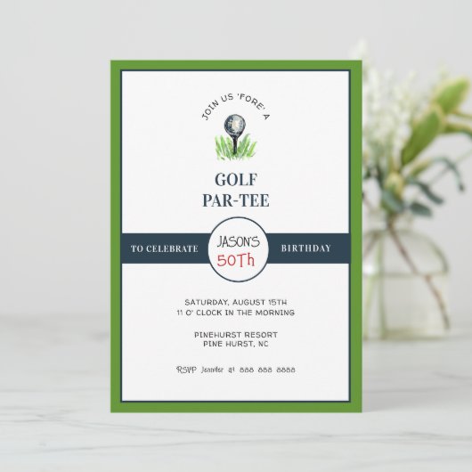 Invitation Golf PAR- TEE Fête d'anniversaire (Debout devant)