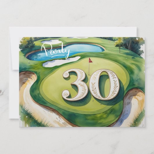 Invitation Golf Par tee party 30e anniversaire au golfeur (Devant)