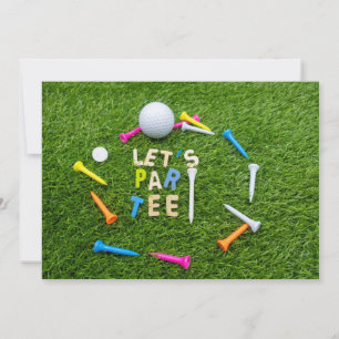 Invitation Golf Par tee party avec balle de golf coloré tee -