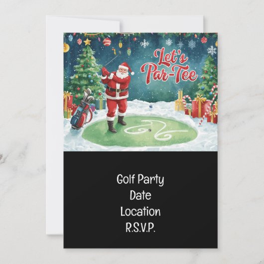Invitation Golf Par tee party Le Père Noël Squad (Devant)