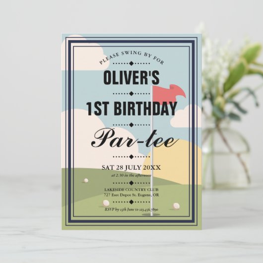 Invitation Golf Partee fête d'anniversaire (Debout devant)