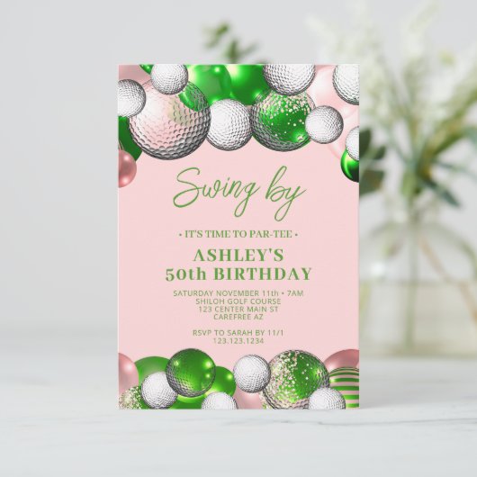 Invitation Golf Partee Swing Par Anniversaire (Debout devant)